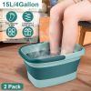 2 Pack Collapsible Foot Bath Basin 15L/4Gallon Foot Soak Tub Multifunctional Foot Bucket with Handle 8 Massage Rollers 54 SPA Bumps