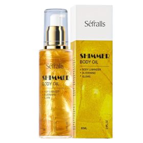 Body Shimmer Oil, Moisturizing Long Lasting Body Luminizer Face Brighten, Waterproof Liquid Illuminator Body Glitter Oil