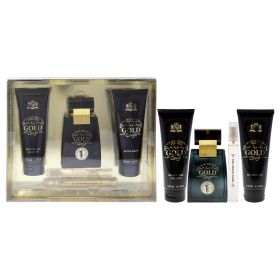 Gold by New Brand for Men - 3 Pc Gift Set 3.3oz EDT Spray, 0.5oz EDT Spray, 4.3oz Shower Gel, 4.3oz After Shave