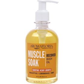 MUSCLE SOAK by Aromafloria RECOVER BODY OIL 8 OZ BLEND OF EUCALYPTUS, PEPPERMINT, AND LEMONGRASS