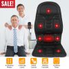 Back Massager Cushion Electric Massage Car Seat Cushion Chair Pad w/ Heating Function 8 Vibration Modes 3 Intensity Levels