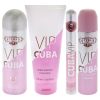 Cuba Vip by Cuba for Women - 4 Pc Gift Set 3.3oz EDP Spray, 1.17oz EDP Spray, 6.6oz Body Spray, 6.6oz Body Lotion