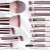 BS-MALL Travel Makeup Brush Set Foundation Powder Concealers Eye Shadows Makeup Set with LED light Mirror 14 Pcs Mini Makeup Brushes (APINK)with 5 spo