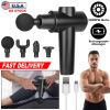 Percussion Massage Gun Digital Display Rechargeable Deep Tissue Vibration Massager Handheld Leg Body Cordless Massager w/ 4 Interchangeable Heads 20 I