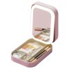 Portable Travel Makeup Bag With LED Mirror Rechargeable Beauty Mirror With 3 Color Light Dimmable Brightness Waterproof Cosmetic Bag With 4 Compartmen