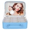 Travel Makeup Bag With 3 Light Colors Dimmable Brightness LED Mirror Detachable 10X Magnifying Mirror Adjustable Dividers Portable Waterproof Cosmetic