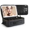 Travel Makeup Bag with LED Mirror Makeup Case Organizer with 3 Light Colors Adjustable Dividers Brush Holder Magnifying Mirror Shoulder Strap Luggage