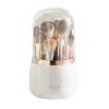 360° Rotating Makeup Brush Holder with Lid Makeup Organizer for Vanity Dustproof Makeup Brush Container with 7 Compartments