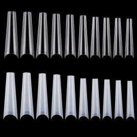 500Pcs False Nail Tips C Curve Half Cover French Nails Extra Long Fake Finger Nails For Nail Art Salons Home DIY 10 Sizes (Option: NailTipsTransparent)