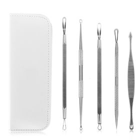 5 Pcs Blackhead Remover Kit Pimple Comedone Extractor Tool Set Stainless Steel Facial Acne Blemish Whitehead Popping Zit Removing for Nose Face Skin C (Option: Tool5PcsKitWhite)