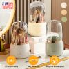 360° Rotating Makeup Brush Holder with Lid Makeup Organizer for Vanity Dustproof Makeup Brush Container with 7 Compartments