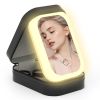 Portable Travel Makeup Bag With LED Mirror Rechargeable Beauty Mirror With 3 Color Light Dimmable Brightness Waterproof Cosmetic Bag With 4 Compartmen