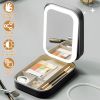 Portable Travel Makeup Bag With LED Mirror Rechargeable Beauty Mirror With 3 Color Light Dimmable Brightness Waterproof Cosmetic Bag With 4 Compartmen