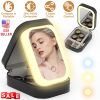 Portable Travel Makeup Bag With LED Mirror Rechargeable Beauty Mirror With 3 Color Light Dimmable Brightness Waterproof Cosmetic Bag With 4 Compartmen