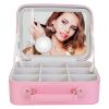 Travel Makeup Bag With 3 Light Colors Dimmable Brightness LED Mirror Detachable 10X Magnifying Mirror Adjustable Dividers Portable Waterproof Cosmetic