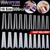 500Pcs False Nail Tips C Curve Half Cover French Nails Extra Long Fake Finger Nails For Nail Art Salons Home DIY 10 Sizes