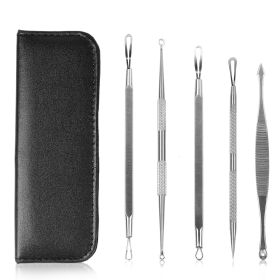 5 Pcs Blackhead Remover Kit Pimple Comedone Extractor Tool Set Stainless Steel Facial Acne Blemish Whitehead Popping Zit Removing for Nose Face Skin C (Option: Tool5PcsKit)