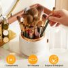 360° Rotating Makeup Brush Holder with Lid Makeup Organizer for Vanity Dustproof Makeup Brush Container with 7 Compartments