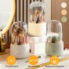 360° Rotating Makeup Brush Holder with Lid Makeup Organizer for Vanity Dustproof Makeup Brush Container with 7 Compartments