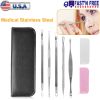 5 Pcs Blackhead Remover Kit Pimple Comedone Extractor Tool Set Stainless Steel Facial Acne Blemish Whitehead Popping Zit Removing for Nose Face Skin C