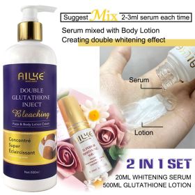 AILKE Whitening And Moisturizing Body Lotion,Suitable For Dry And Black Skin Type,with Pump Huge Bottle 500ml Korean Cosmetics (Color: 2 in 1 Glutathione)