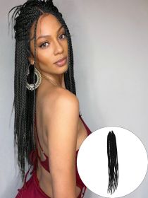 4X EZ SENEGALESE BRAID16 Long Crochet braid synthetic  hairstyle black burgundy brown  ladies box braid crochet hair-16 inch -1Pack*80Strands (Color: Natural black)