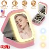 Portable Travel Makeup Bag With LED Mirror Rechargeable Beauty Mirror With 3 Color Light Dimmable Brightness Waterproof Cosmetic Bag With 4 Compartmen