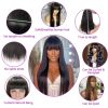 Straight Human Hair Wigs With Bangs Full Machine Made Wig Cheap Brazilian Hair Wigs Short Bob Wigs 3x1 HD Lace Wigs